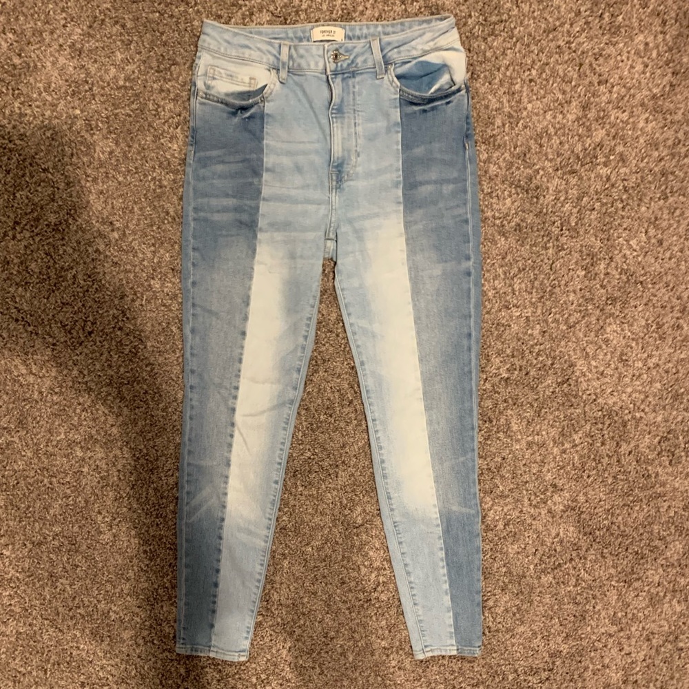 F21 two-tone skinny jeans